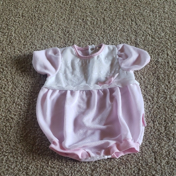 Vintage Healthtex 18M Pink White Baby Bubble Romper Embroidered Eyelet - Picture 1 of 5